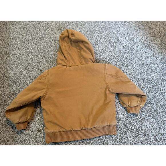 Carhartt Jacket Kids XXS 4-5 Tan Canvas Quilt Lined Hooded Full Zip Coat Youth - Picture 5 of 7